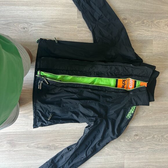 Men XXL Black & Neon Green Superdry Windcheater - Picture 4 of 4
